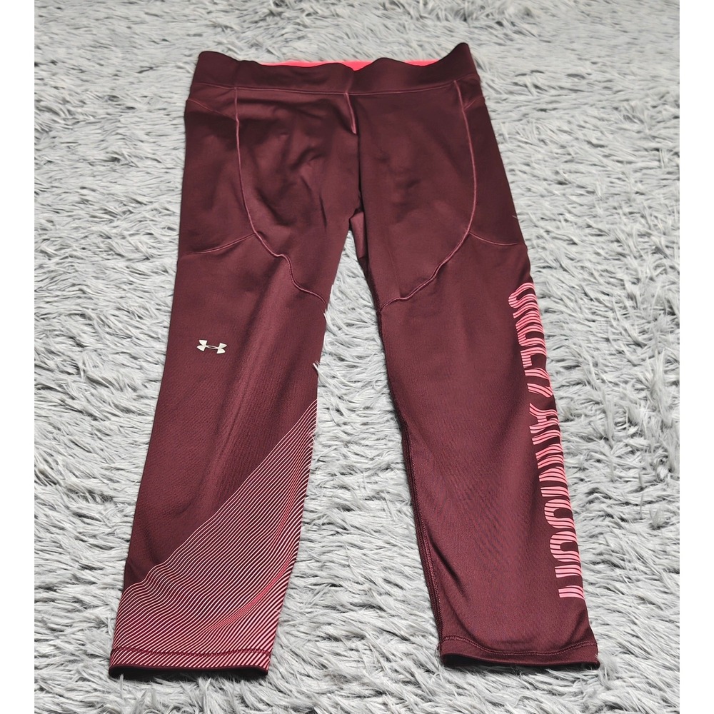 Under Armour ColdGear Leggings Womens XS Burgundy Compression Tights 1316885